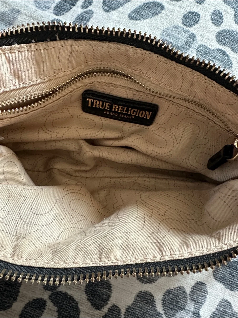 True Religion Black Glossy Leather Shoulder Bag